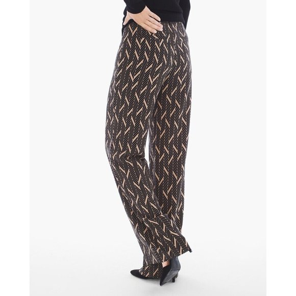 Chico's Wide Leg Pants Sz 0.5 USA Regular 6 Elevated Miter Print NO WRINKLE NWT - Picture 5 of 12